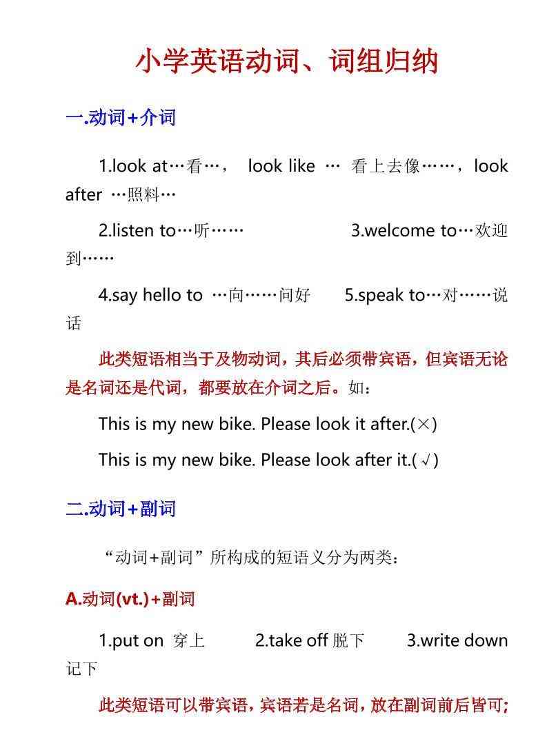 六年级下英语小学动词、词组归纳-学霸教学网