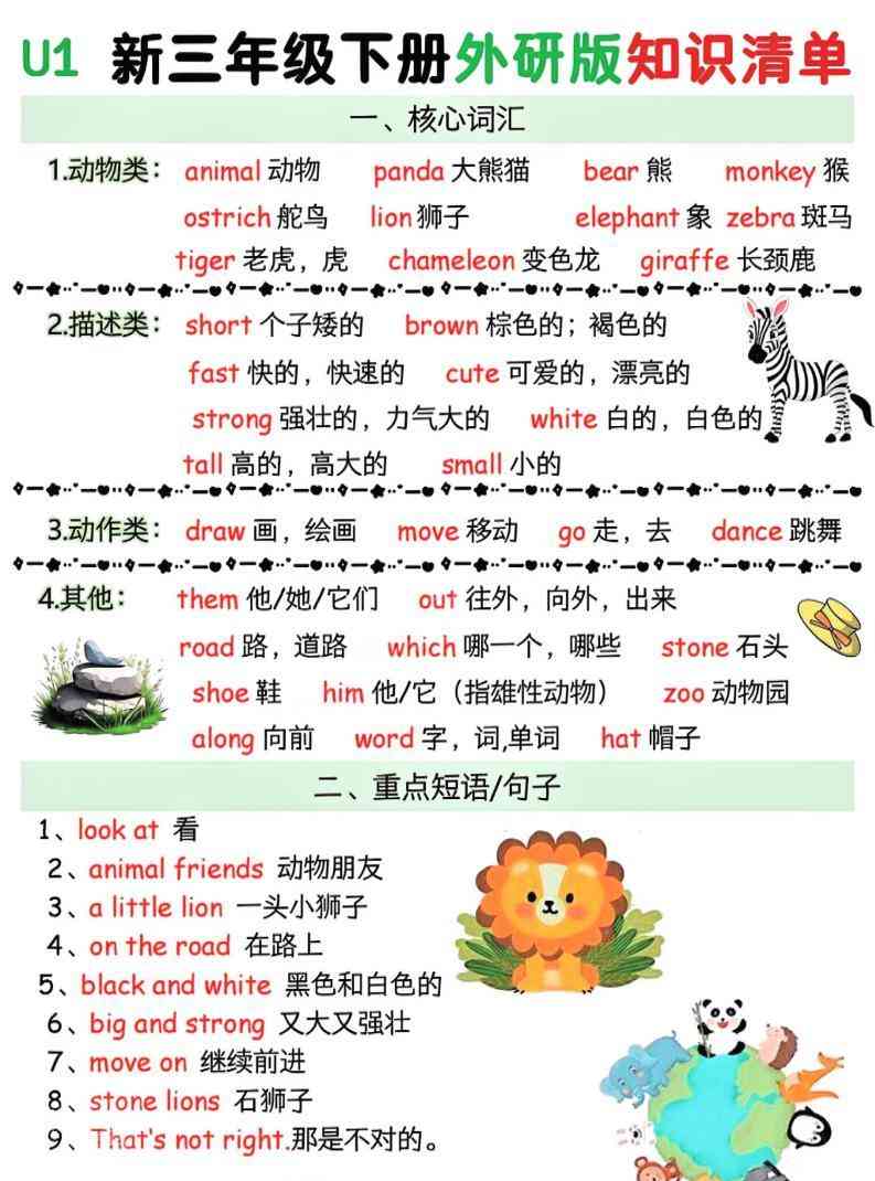 三年级下英语知识清单外研版（三起）-教学网