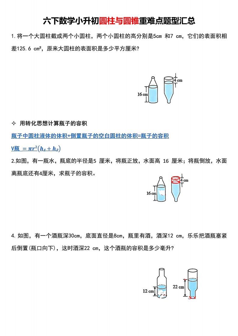 小升初数学【圆柱与圆锥重难点题型汇总】-教学网