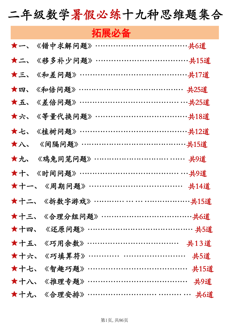 【二年级】数学常见十九类思维提升汇总-学霸教学网