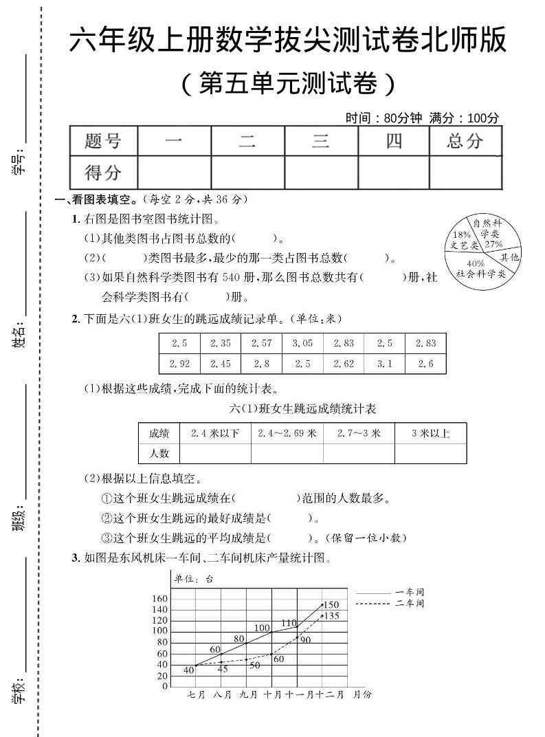 六年级上数学第五单元测试卷北师版1-教学网