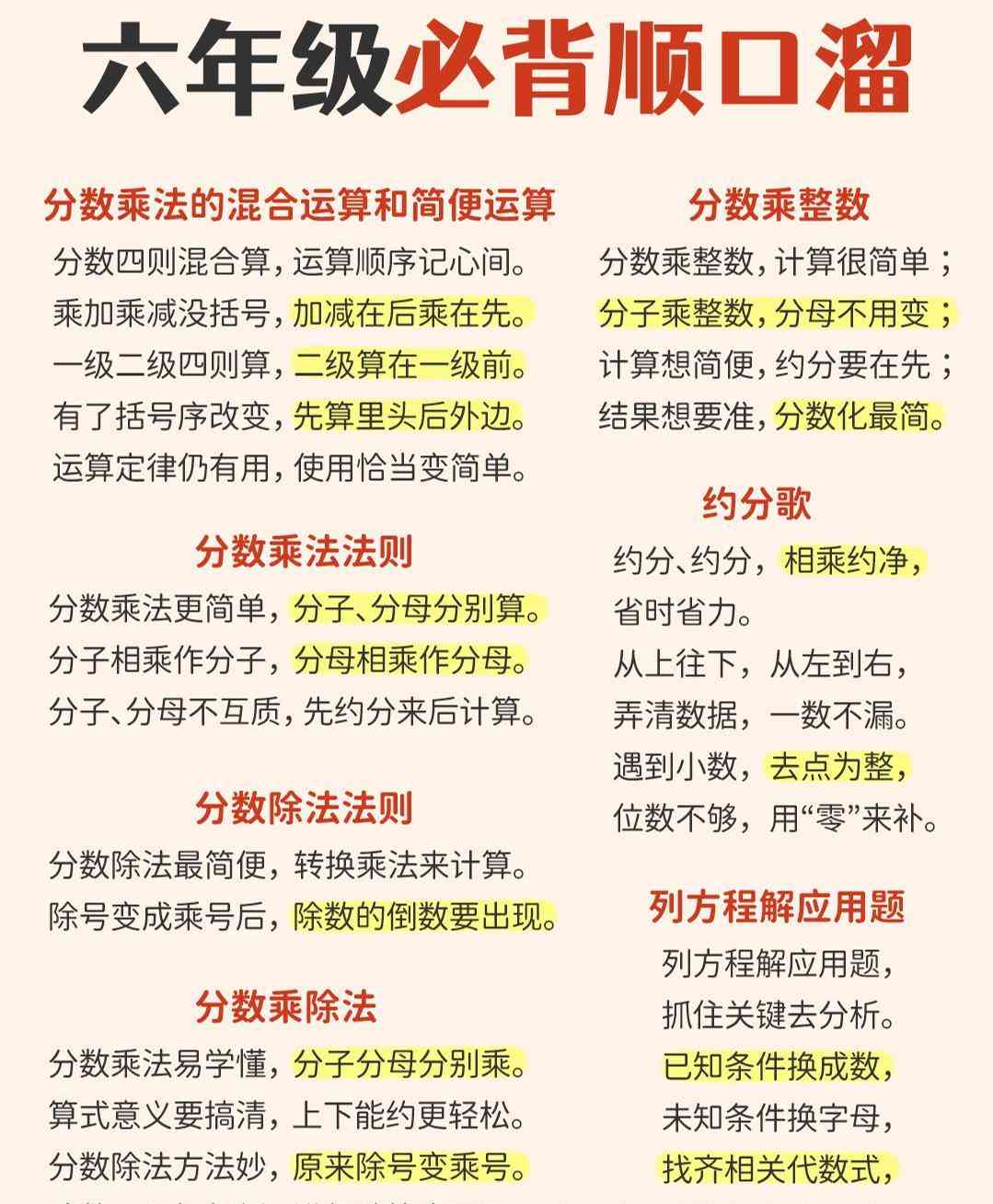 六年级下数学1-6年级必备顺口溜-小初高学习资料下载_真题试卷 - 开学吧资料库
