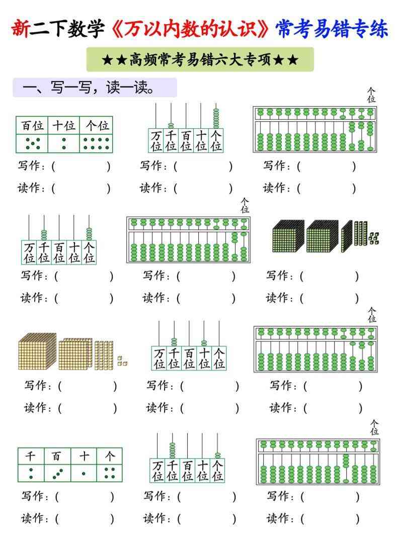26春二年级下数学万以内数的认识常考易错专项练习-学霸教学网