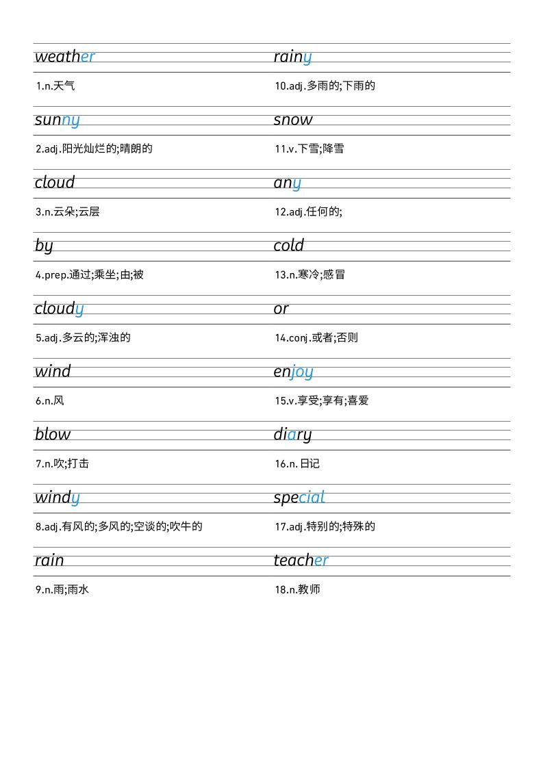 25秋外研版四上英语Unit3衡水体字帖-教学网