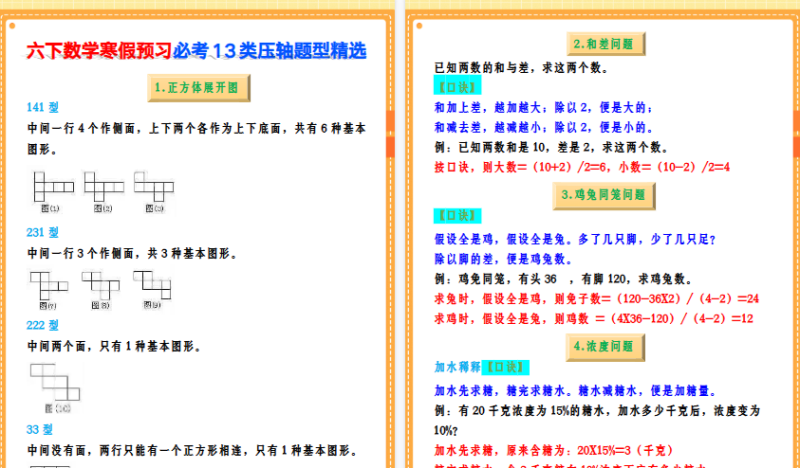 【2026寒假8页】六下数学寒假预习必考13类压轴题型精选-免费学习资料下载 - 开学吧