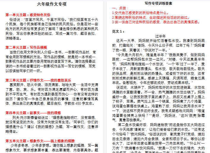 【16页高清完整版】六年级下册1_8单元习作指导-教学网