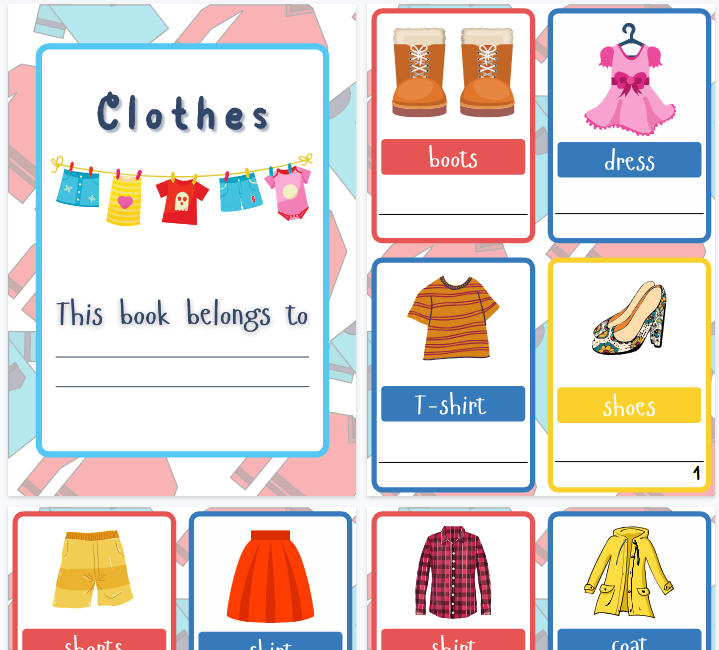 【17页高清彩色版】Clothes衣服作业纸【完整可直接打印】认知主题词汇练习纸-教学网