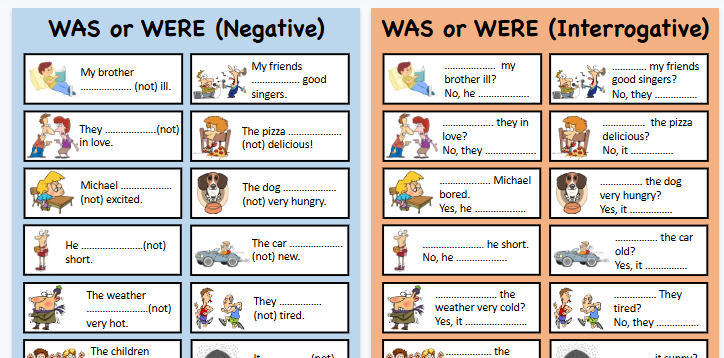【2页高清彩色版】was were否定【完整可直接打印】24套语法练习纸全套-教学网