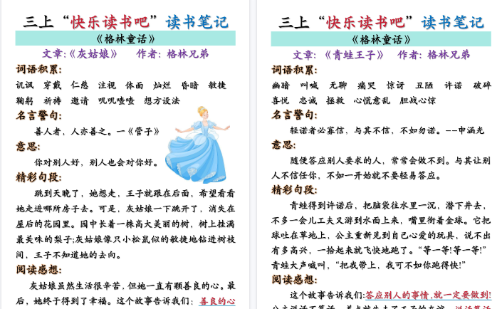 【35页高清完整版】三上语文快乐读书吧读书笔记+知识点-免费学习资料下载 - 开学吧