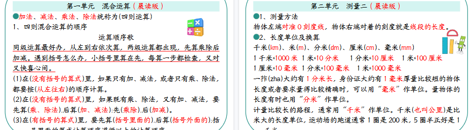 【19页高清完整版】三上数学北师版晨读晚默必背知识-免费学习资料下载 - 开学吧