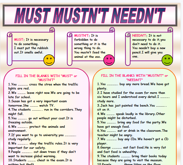 must mustnt needent 1【完整可直接打印】语法作业纸63套-教学网