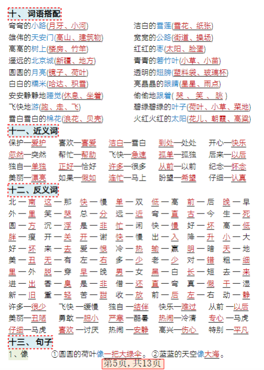 【精品】新版一年级语文下册《全册重点知识总结》-教学网