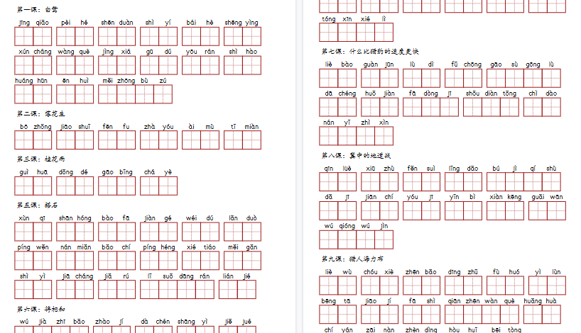 【10页高清完整版】五年级上册语文《看拼音写词语》专练-教学网