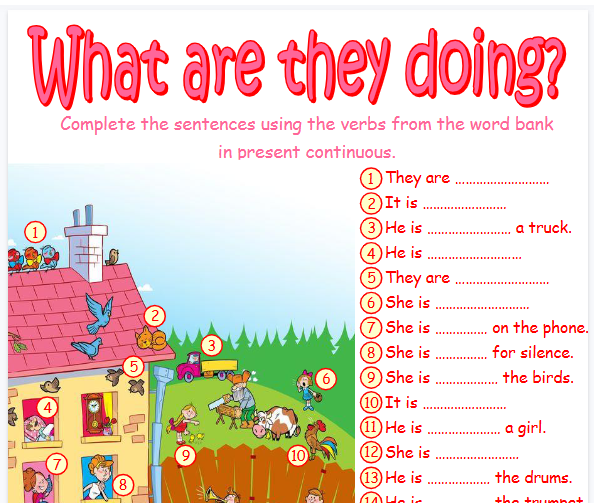 现在进行时【完整可直接打印】24套语法练习纸全套-教学网