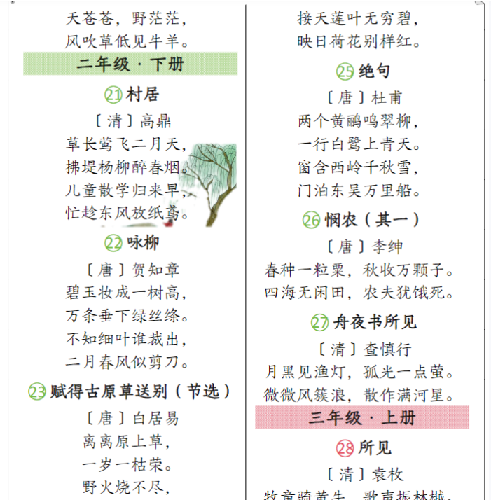【高清电子版】小学语文 部编版教材必背篇目-教学网