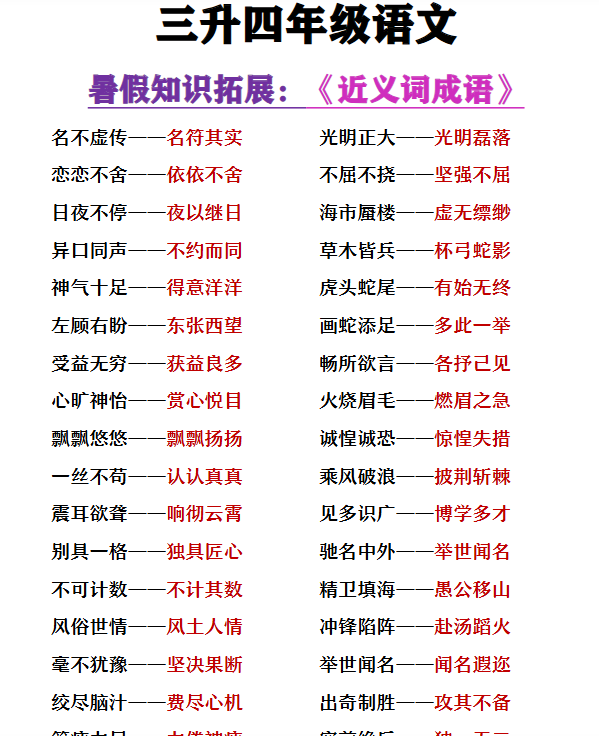 62份！近义词最新整理持续更新版-高清完整-教学网