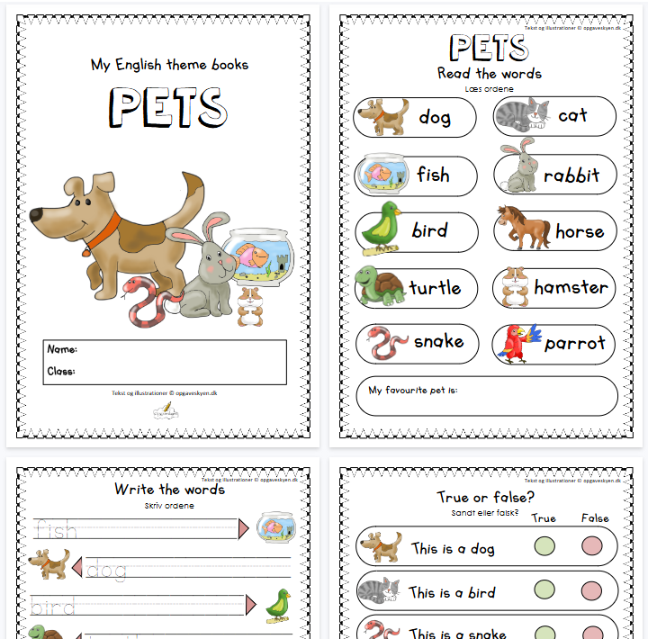 【8页高清彩色版】pets【完整可直接打印】认知主题词汇练习纸-教学网