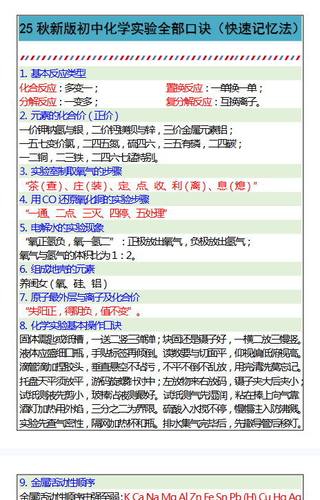 2025年秋季版初中化学七年级上册资料大全-教学网