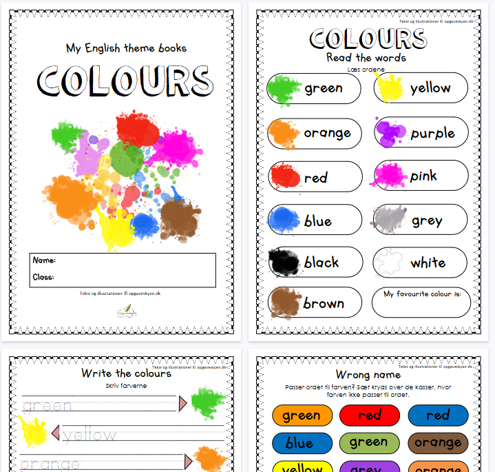 【9页高清彩色版】colours【完整可直接打印】认知主题词汇练习纸-教学网