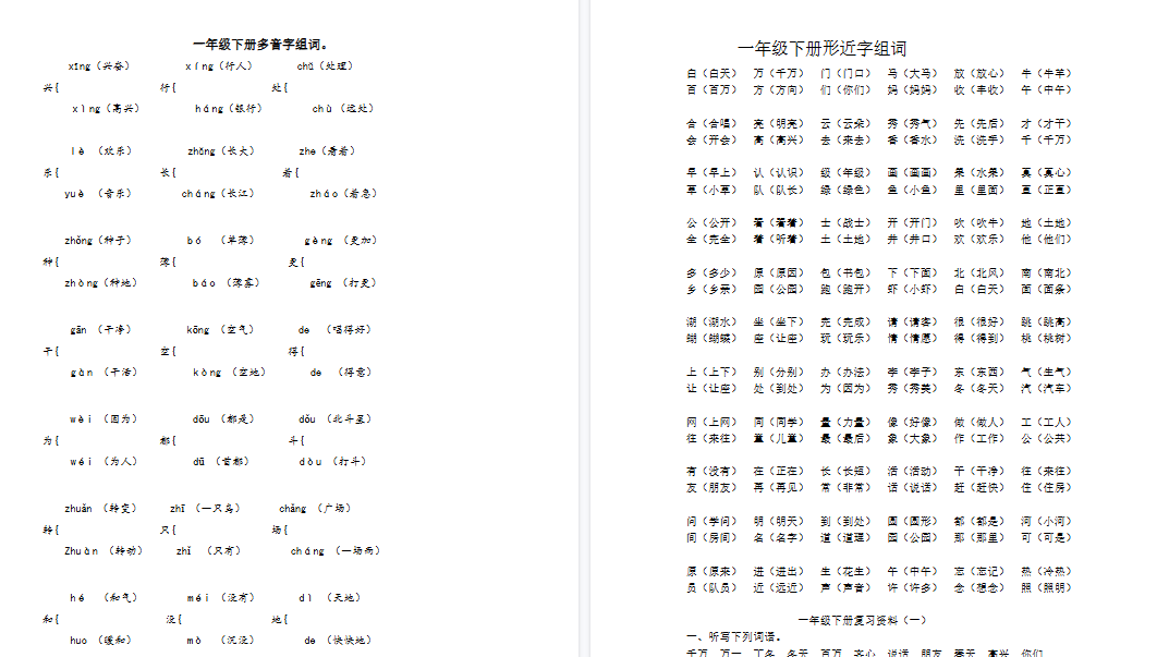 【4页完整版】多音字组词【高清直接可打印】-教学网