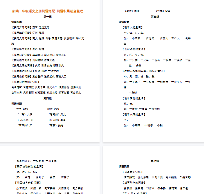 【5页完整版】词语搭配超全整理【高清直接可打印】-教学网