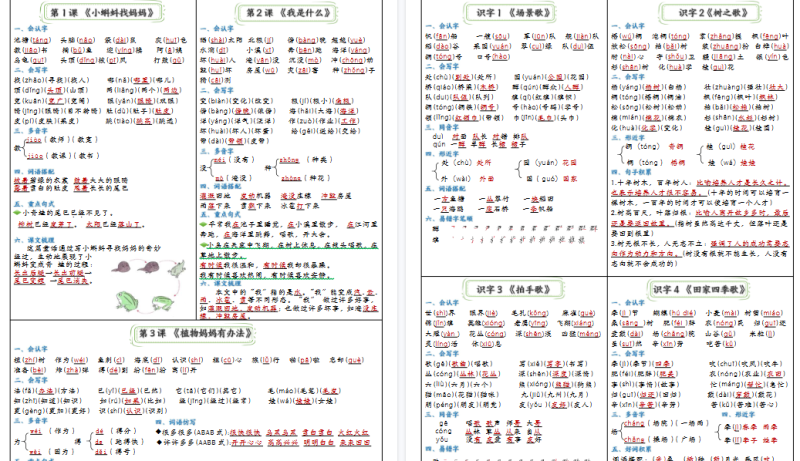 【9页完整版】二年级上册语文课课贴-免费学习资料下载 - 开学吧