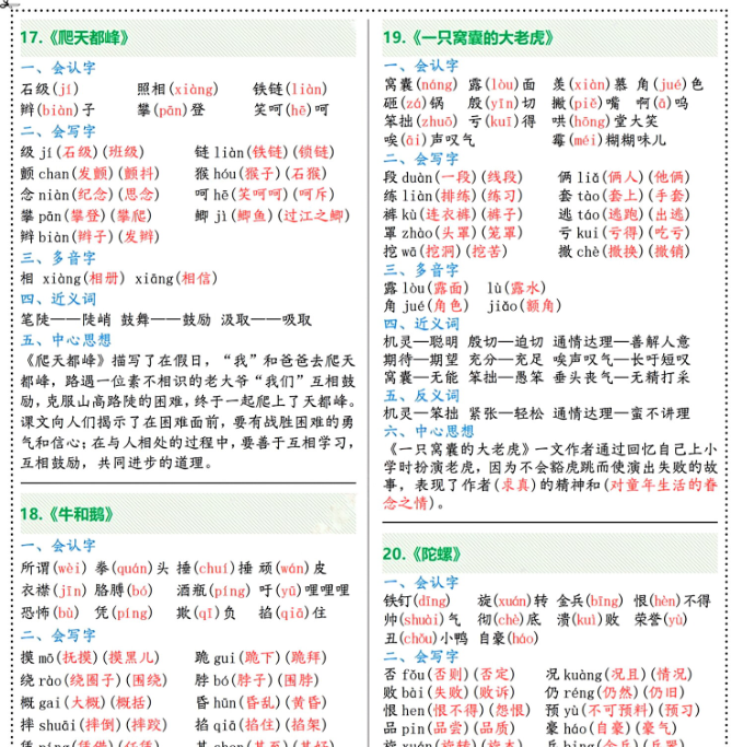 【7页完整版】四年级上册语文课课贴（彩色）-教学网