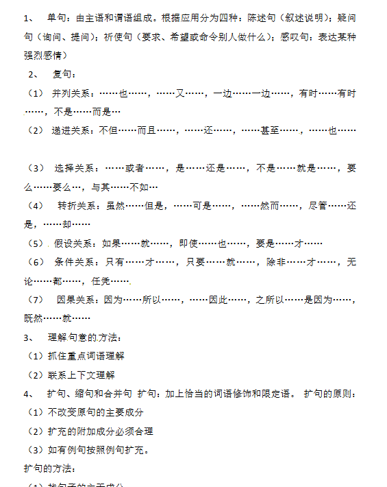 【3页新版】小升初语文知识点汇编- 句子7通用版本【高清完整版】-教学网