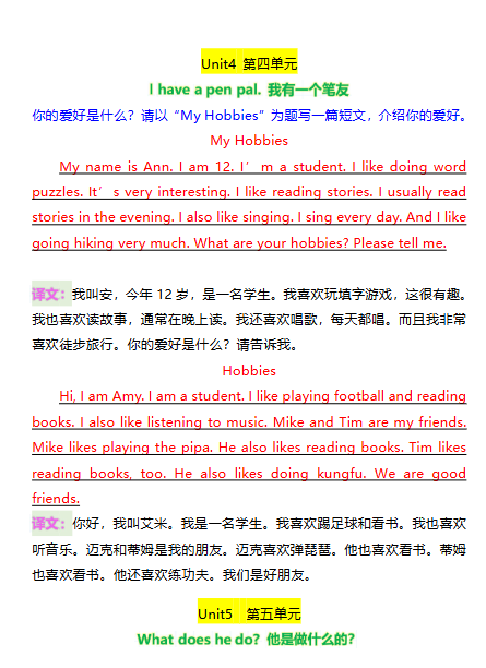 六年级上册英语《1-6单元作文附译文》-教学网