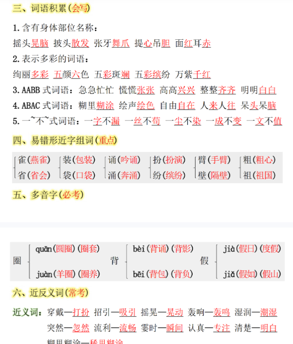 【高清电子版】三上语文期中复习九大知识点-教学网