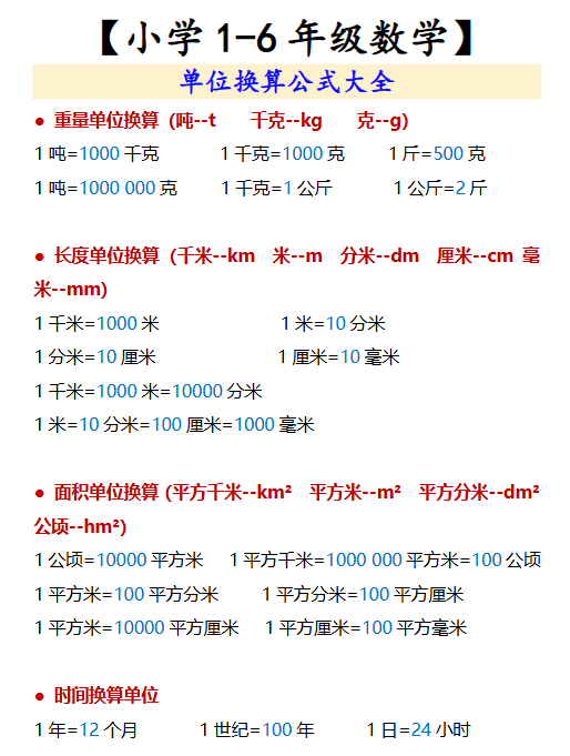 213份！单位换算最新整理持续更新版-高清完整-教学网
