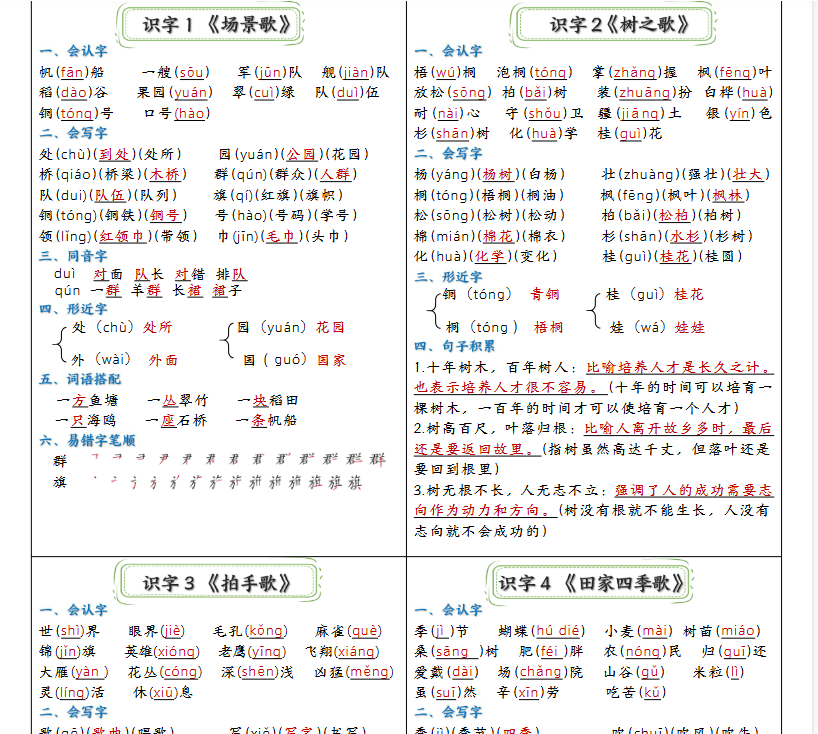 【9页完整版】二年级上册语文彩色课课贴-教学网