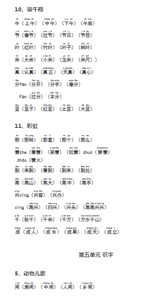 一年级下册生字表组词含注音声调全(32页)-教学网