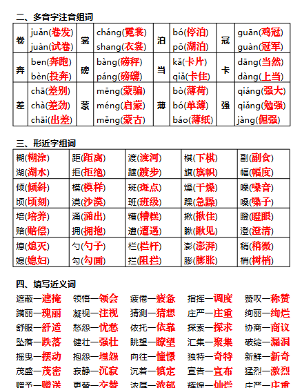 【新版】六年级上册语文期中1-4单元考点通关练习-教学网