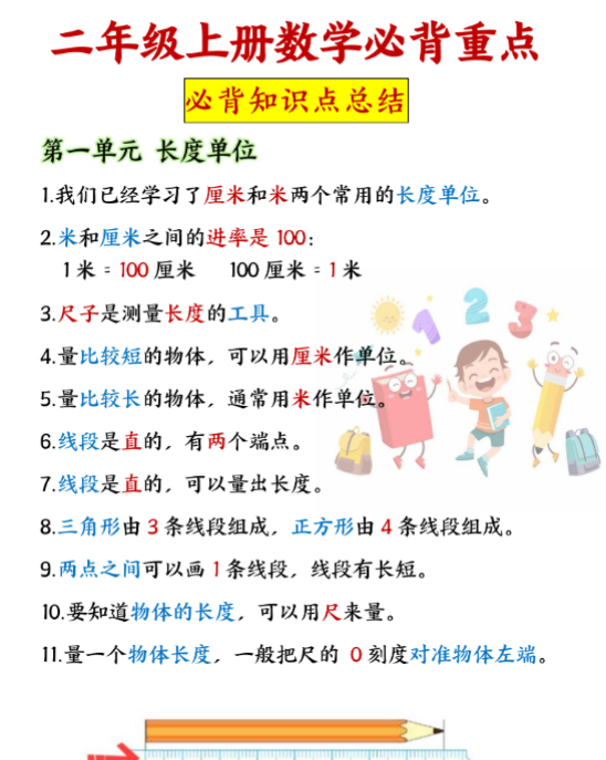 二年级上册数学公式-教学网