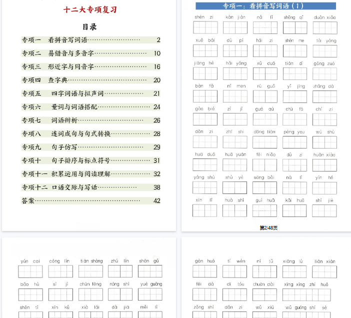 【48页完整版】二上语文期末复习十二大专项练习-教学网