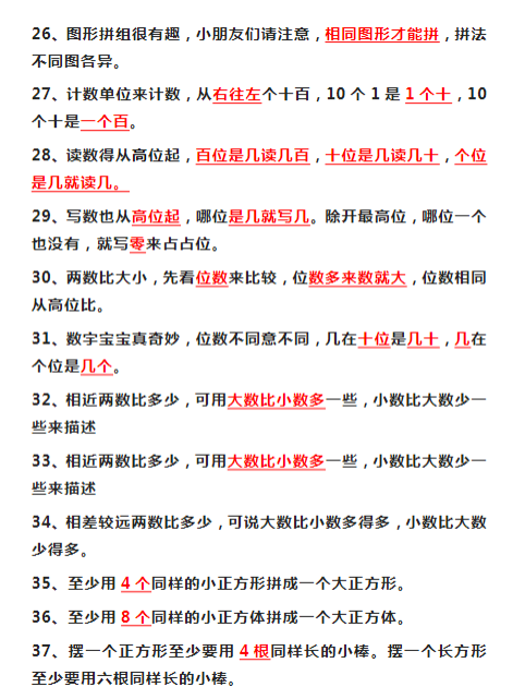 【精品】一年级下册数学需要背诵知识点-教学网
