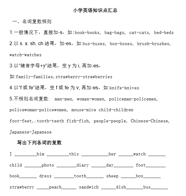 【15页新版】小升初英语知识点归纳总结【高清完整版】-教学网