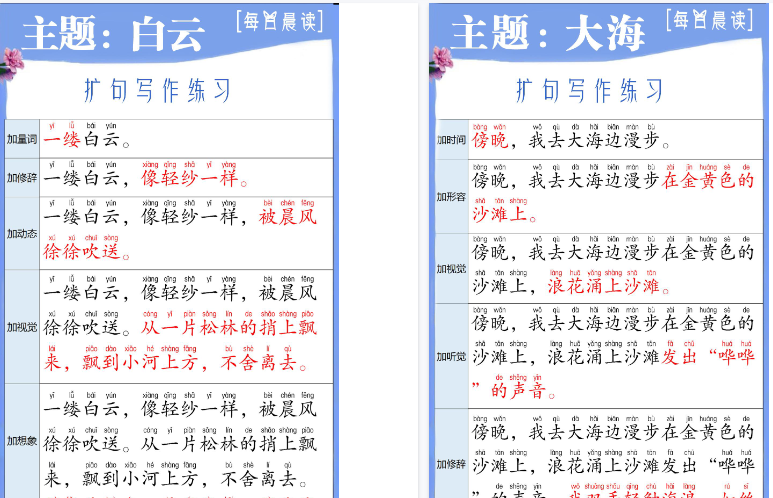 【45页高清完整版】扩句写作练习晨读-教学网