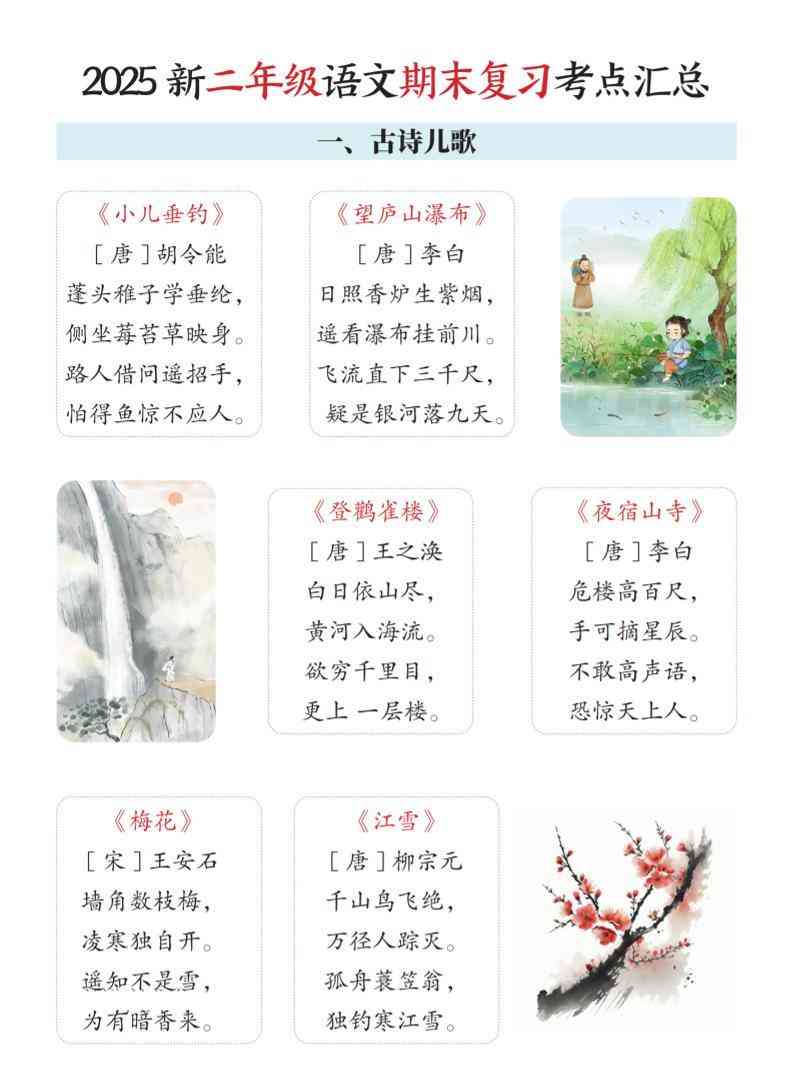 2025新二上语文期末复习考点汇总12页-教学网