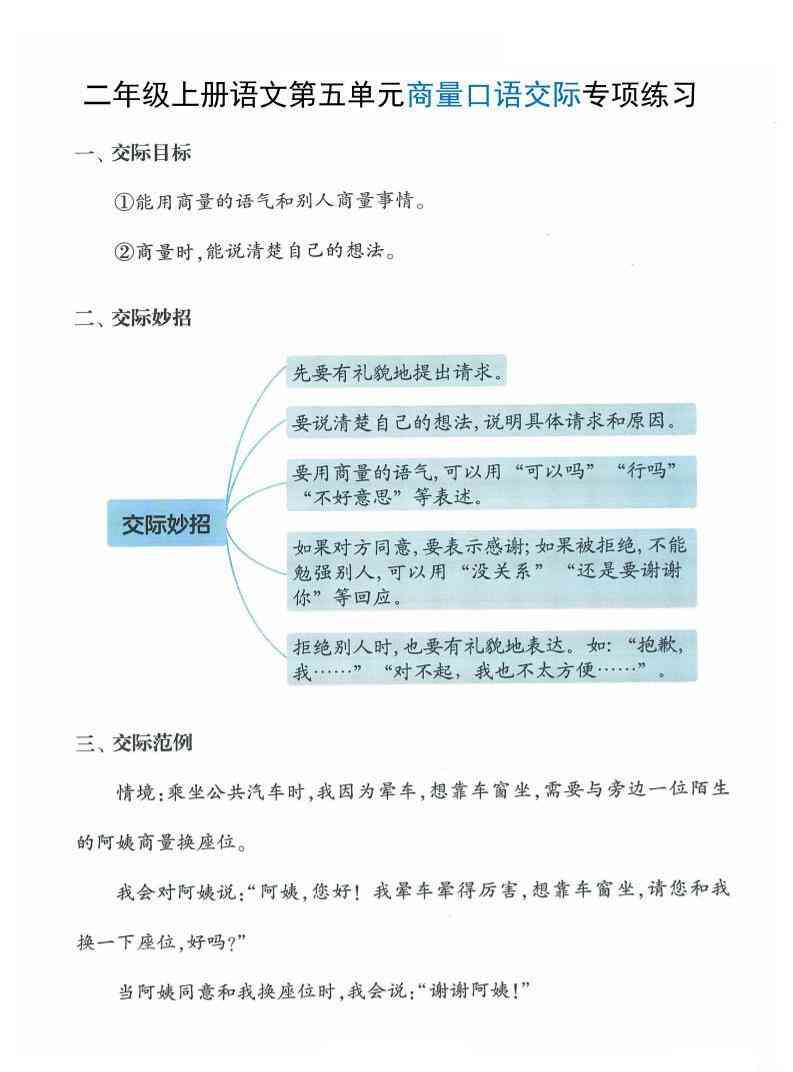 二上语文第五单元商量口语交际专项练习（7页）-教学网