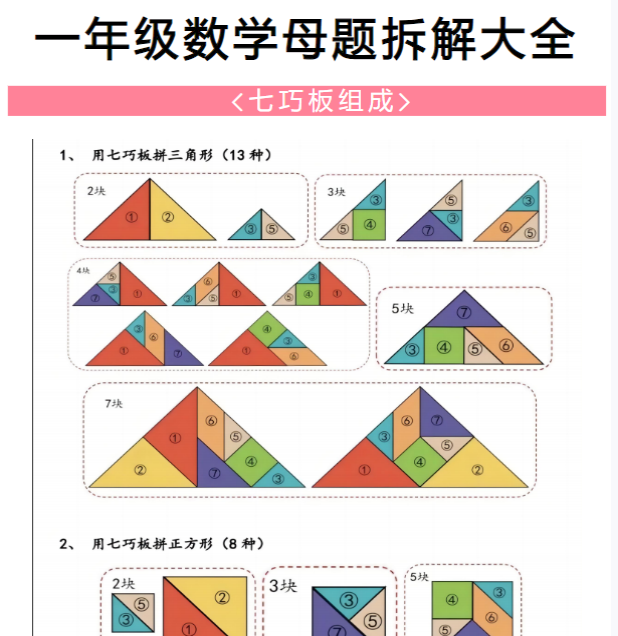 一年级数学母题拆解大全分享版本彩色-十八大重点题型-教学网