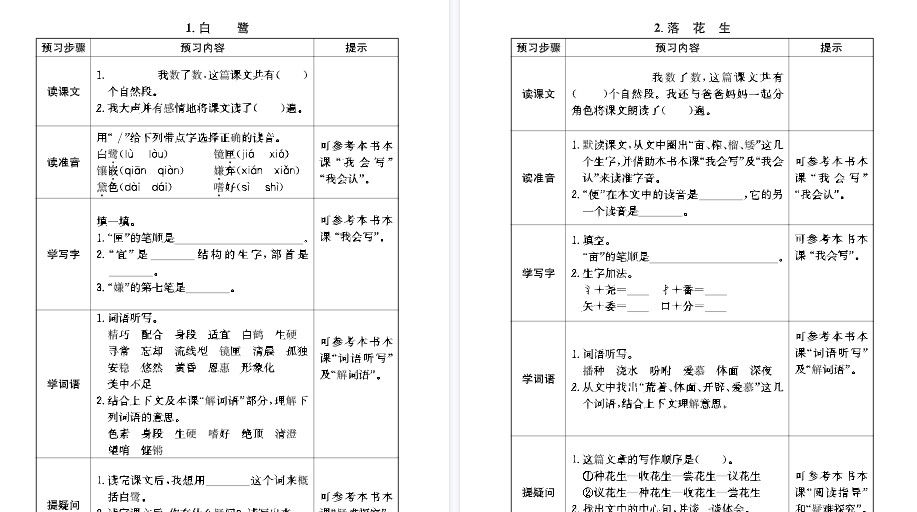 【28页高清完整版】部编版五（上）全册预习卡-教学网
