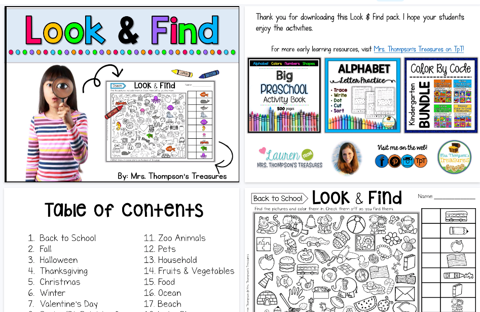 【47页高清彩色版】LookFindHiddenPicturePuzzles.pdf【完整可直接打印】英文专注力练习纸-教学网