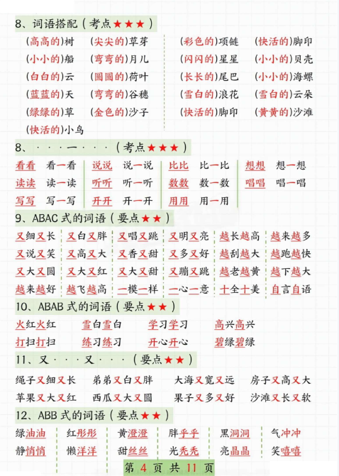 一年级语文上册高频考点知识汇总-教学网