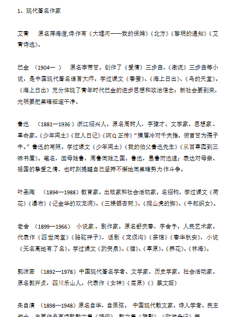 【2页新版】小升初语文知识点汇编- 文学常识1通用版本【高清完整版】-教学网