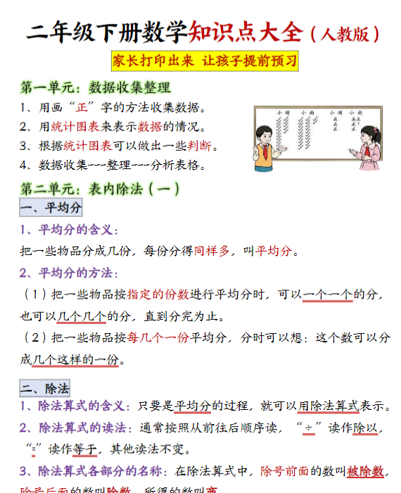 【高清电子版】二年级下册数学知识点大全-教学网