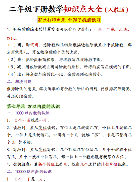 【精品】二年级下册《数学知识点大全》-教学网