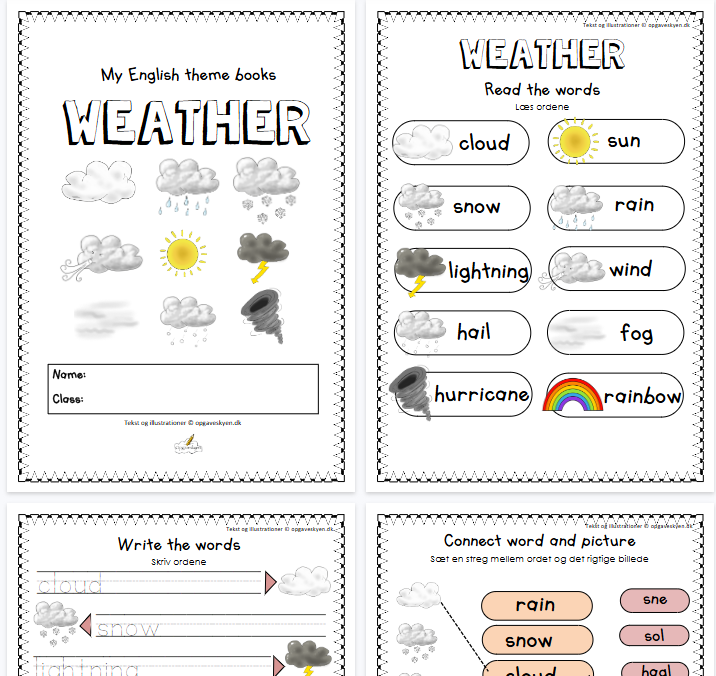 【8页高清彩色版】weather【完整可直接打印】认知主题词汇练习纸-教学网