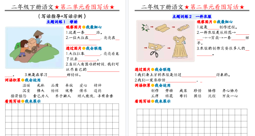 【2026春完整版】二年级(下)语文 第二单元看图写话写话指导-免费学习资料下载 - 开学吧